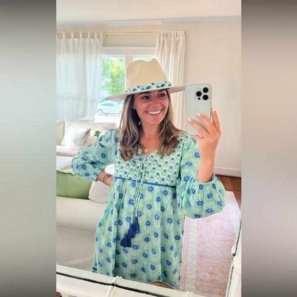 Ophelia & Indigo Evie Azalea Green & Blue Floral Dress 💚 - Picture 7 of 13